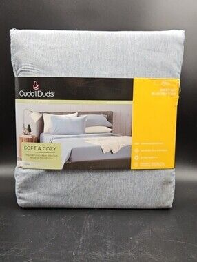 Cuddl Duds 4 Piece FULL Soft Cozy Blue Heather  Microfiber Sheet Set
